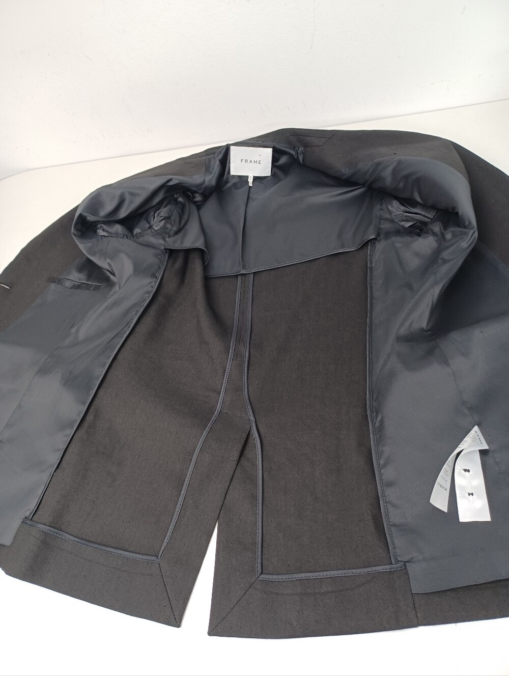 Frame Grandfather Jacket Blazer Size XS Women Linen Blend Black Quiet Luxury - Picture 10 of 15